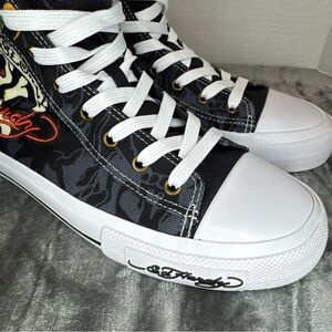 Ed Hardy Black White High-Top Sneakers